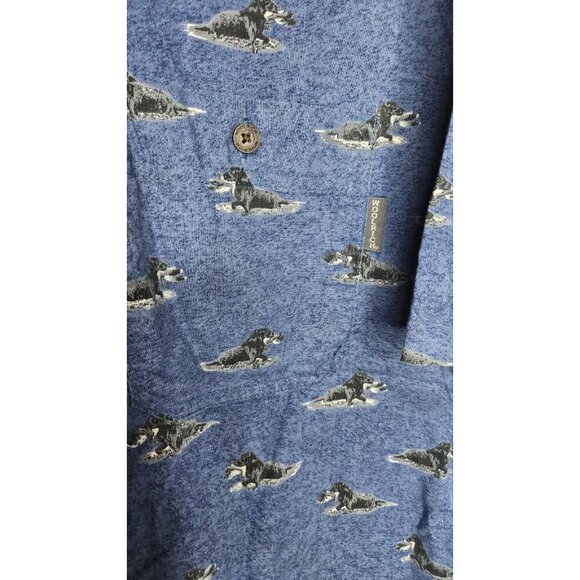VTG Woolrich shirt men's short sleeve indigo dogs cotton hunting birddogs  L - Picture 3 of 6